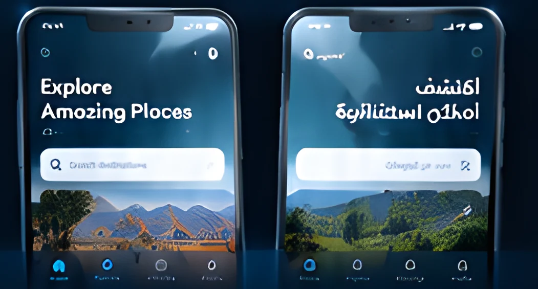 English and Arabic versions of an Android app screen