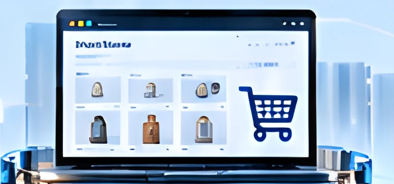 Online stores on a laptop