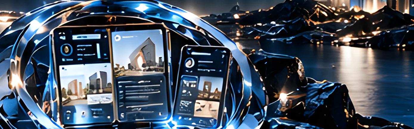 Glass ring around phones showing social content