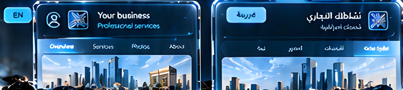 English and Arabic business profile pages