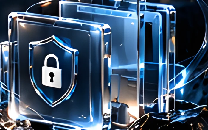 Glass shield with a padlock