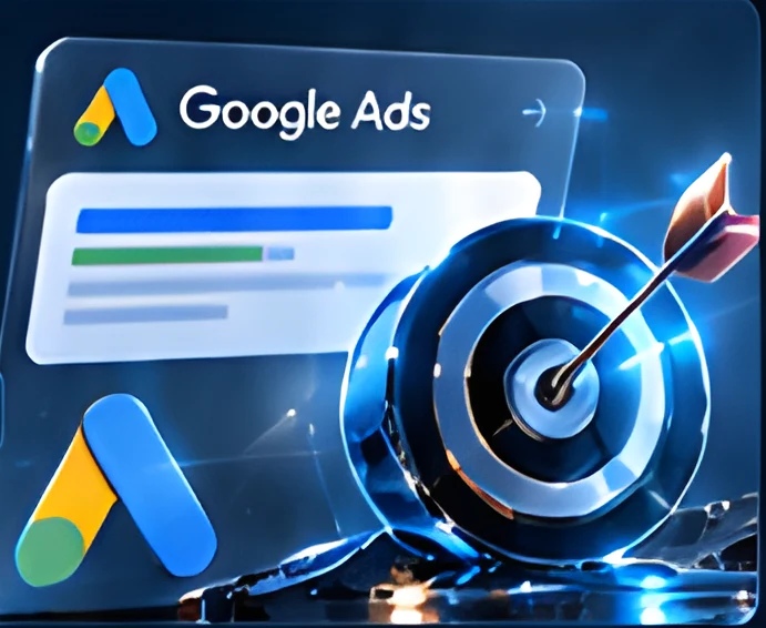 Google Ads card with a target and arrow