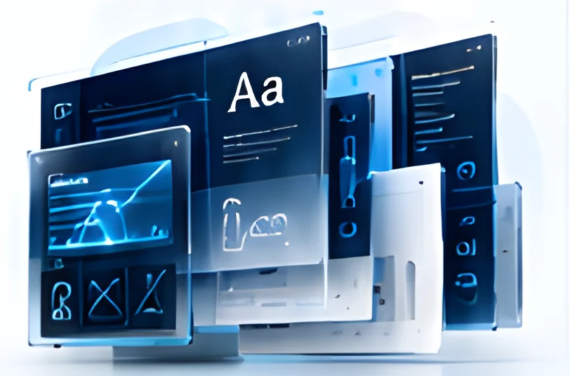 Layered theme panels with typography preview