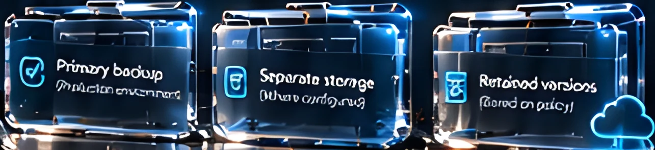Primary backup, separate storage and retained versions