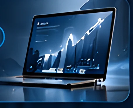Laptop showing a growth chart