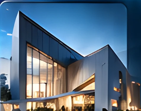 Modern building at dusk