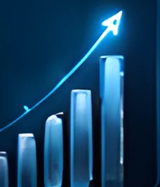 Rising bar chart with an arrow