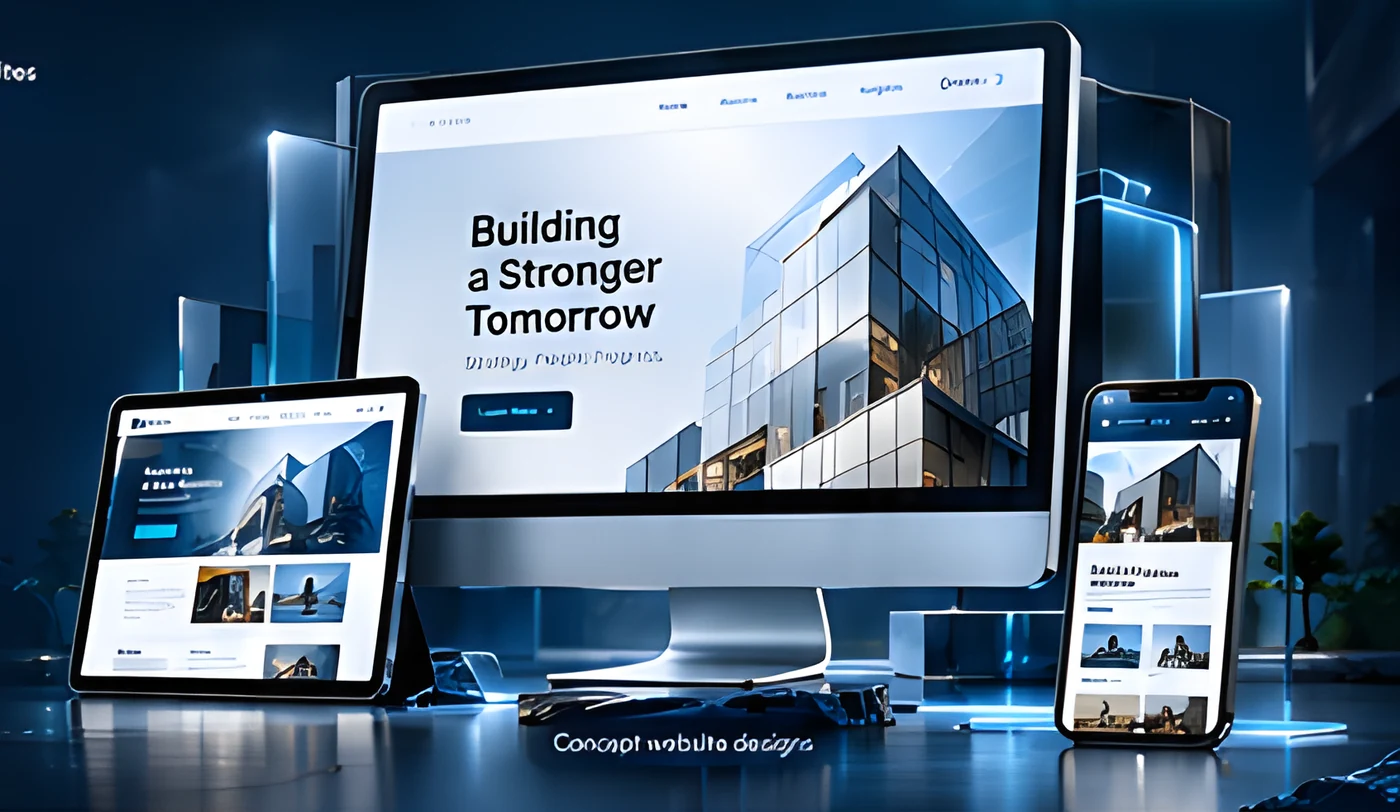 Business website shown on desktop, tablet and phone