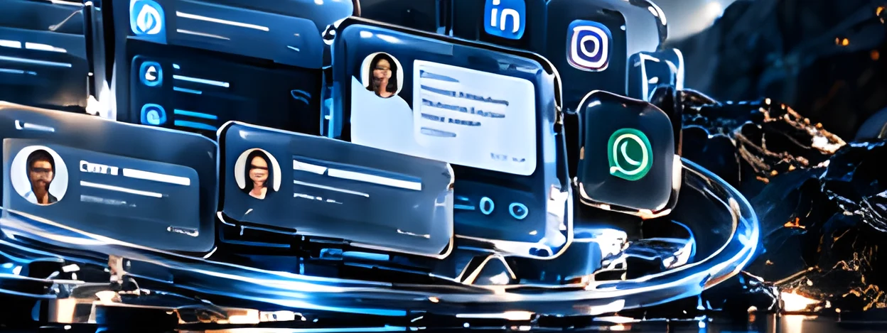 Phones and social channel panels in glass