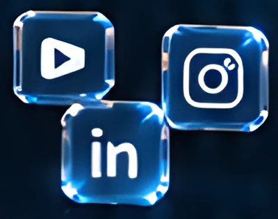 Glass video, Instagram and LinkedIn icons