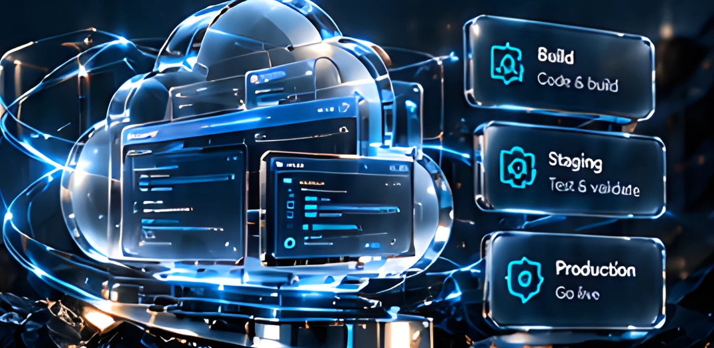 Glass cloud with Build, Staging and Production panels