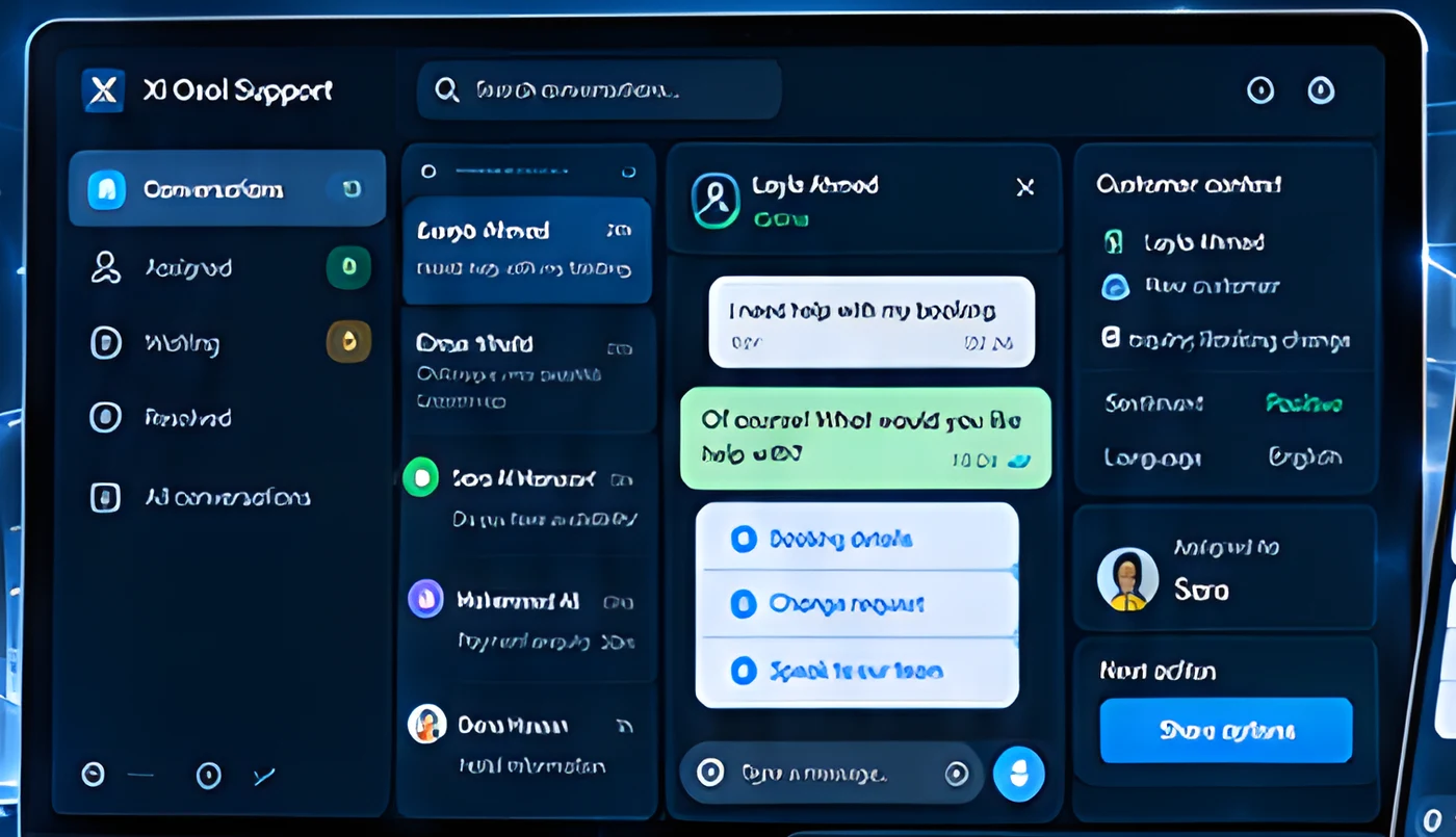 Shared support inbox on laptop and phone with conversation list, chat and customer context