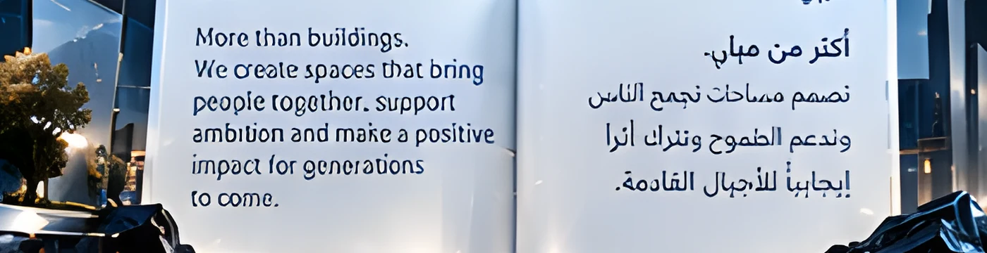 Open book with English and Arabic pages