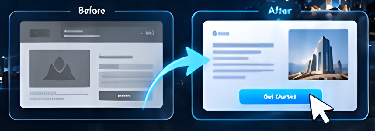 Before and after landing page comparison