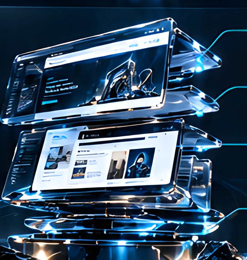 Stacked glass website pages