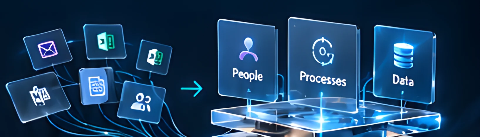 Disconnected tools converging into people, processes and data platform tiles