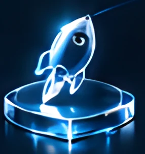 Rocket on a glass base