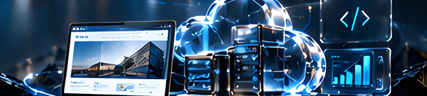 Glass cloud with website and dashboard panels