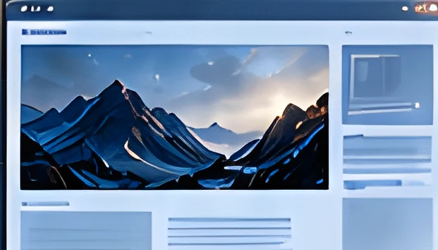Website preview with mountain landscape