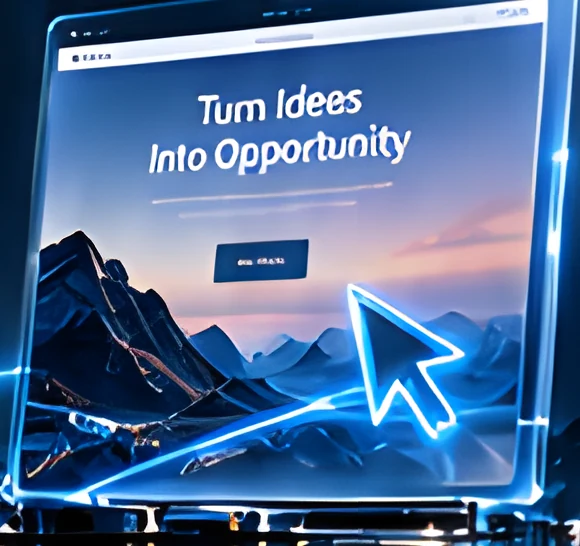 Landing page headline Turn ideas into opportunity with a cursor