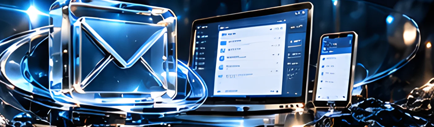 Glass envelope and a phone showing an inbox