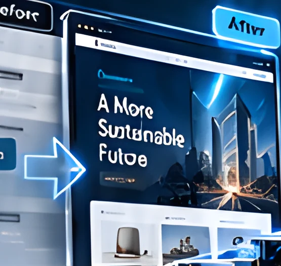 Before and after website redesign panels
