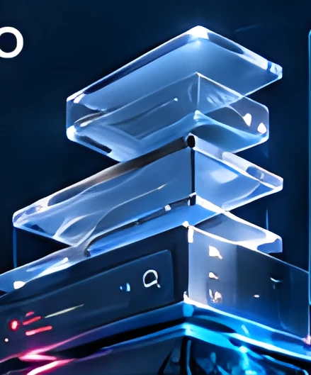 Stack of glass layers representing site architecture