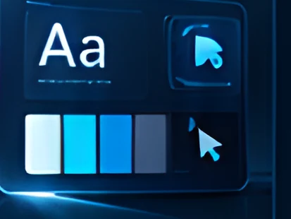 Interface style tiles with typography, colour palette and cursor