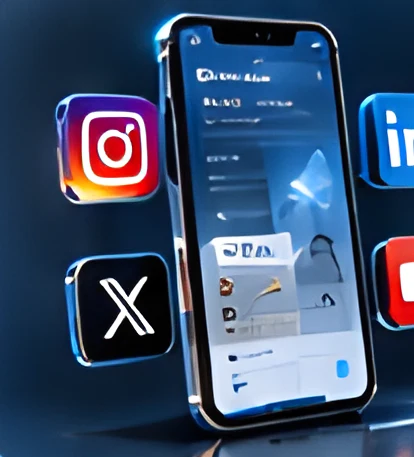 Phone with social app icons