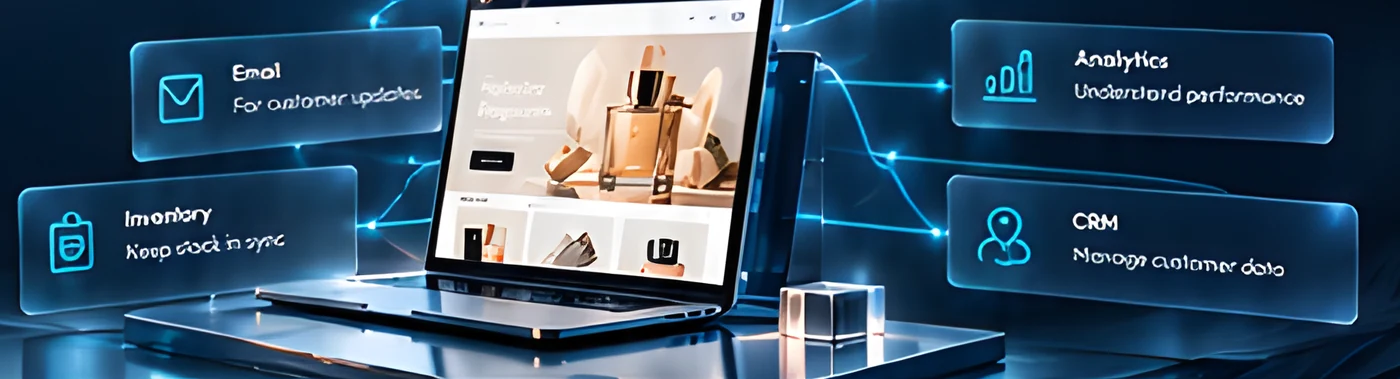 Store connected to email, inventory, analytics and CRM panels