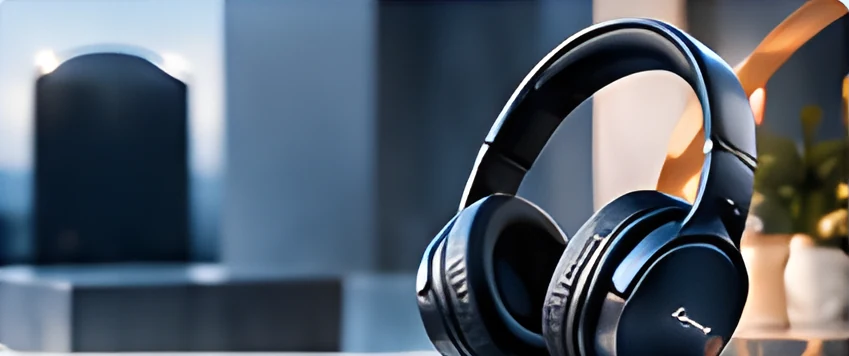 Headphones on a marble block