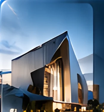 Modern building at dusk
