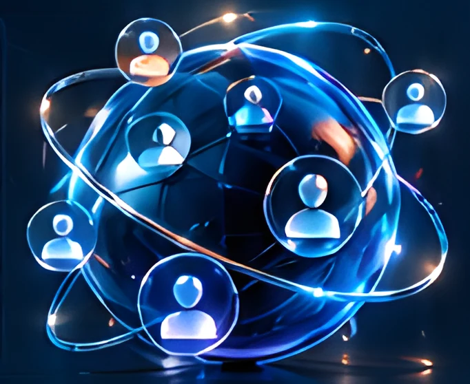 Glowing globe of connected audience avatars