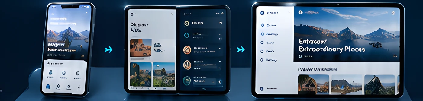 Phone, foldable and tablet versions of the same Android app